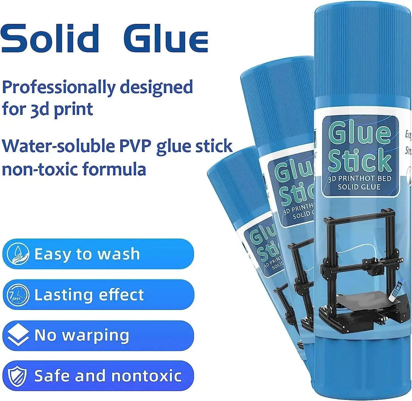 3D Printer Glue Stick Solid Adhesive for Hot Bed Print Filament PLA ABS PETG TPU Easy Clean PVP Non-Toxic Strong Special Glue - i3dyou