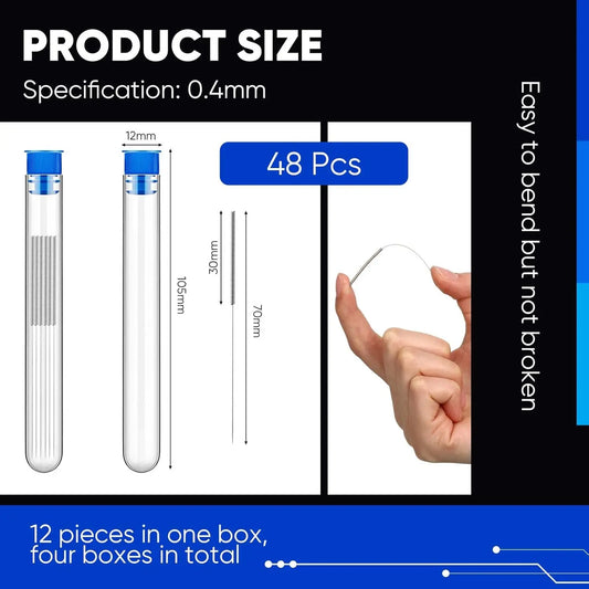 48 Pieces 3D Printer Nozzle Cleaning Kit 0.4 mm Stainless Steel Nozzle Cleaning Needles 3D Printer Nozzle Cleaner for 3D Printer Accessory - i3dyou