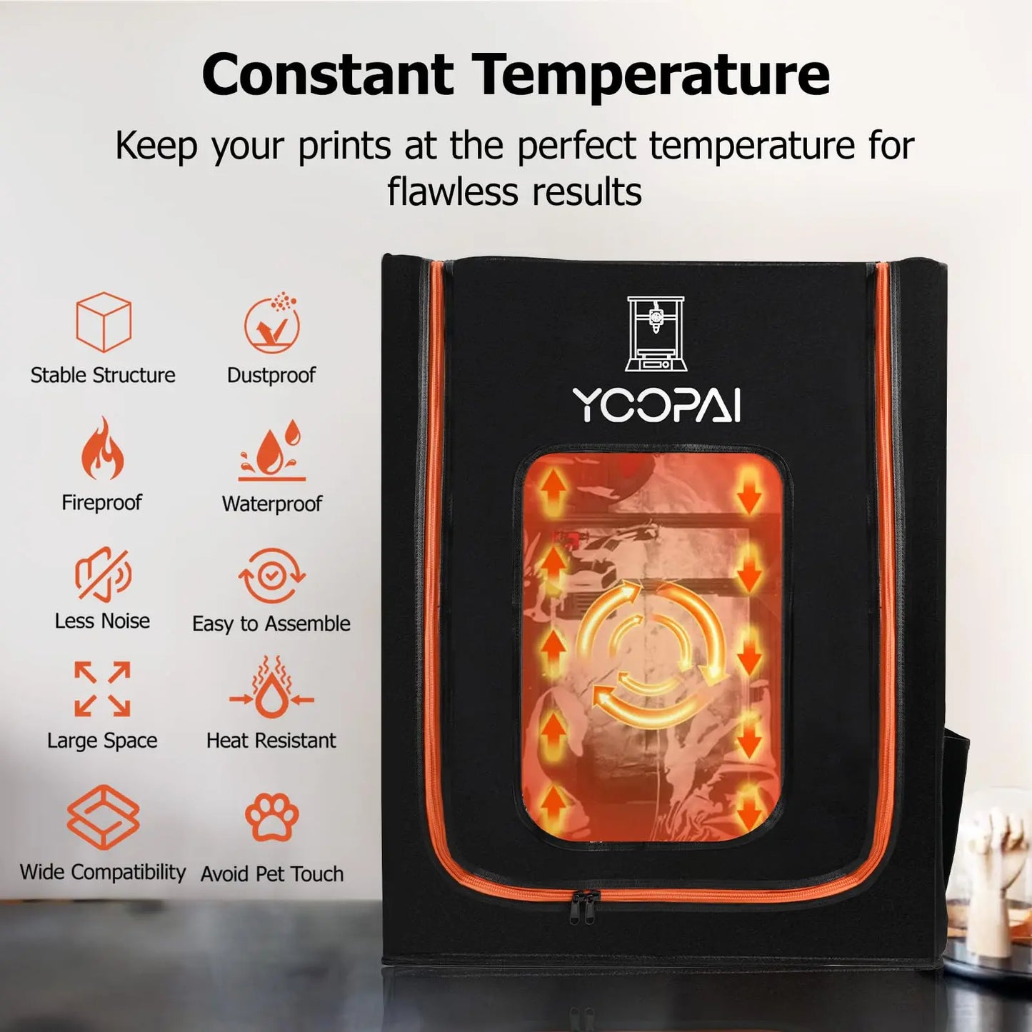 3D Printer Enclosure with LED Lighting, Fireproof Dustproof Tent Constant Temperature Protective i3dyou