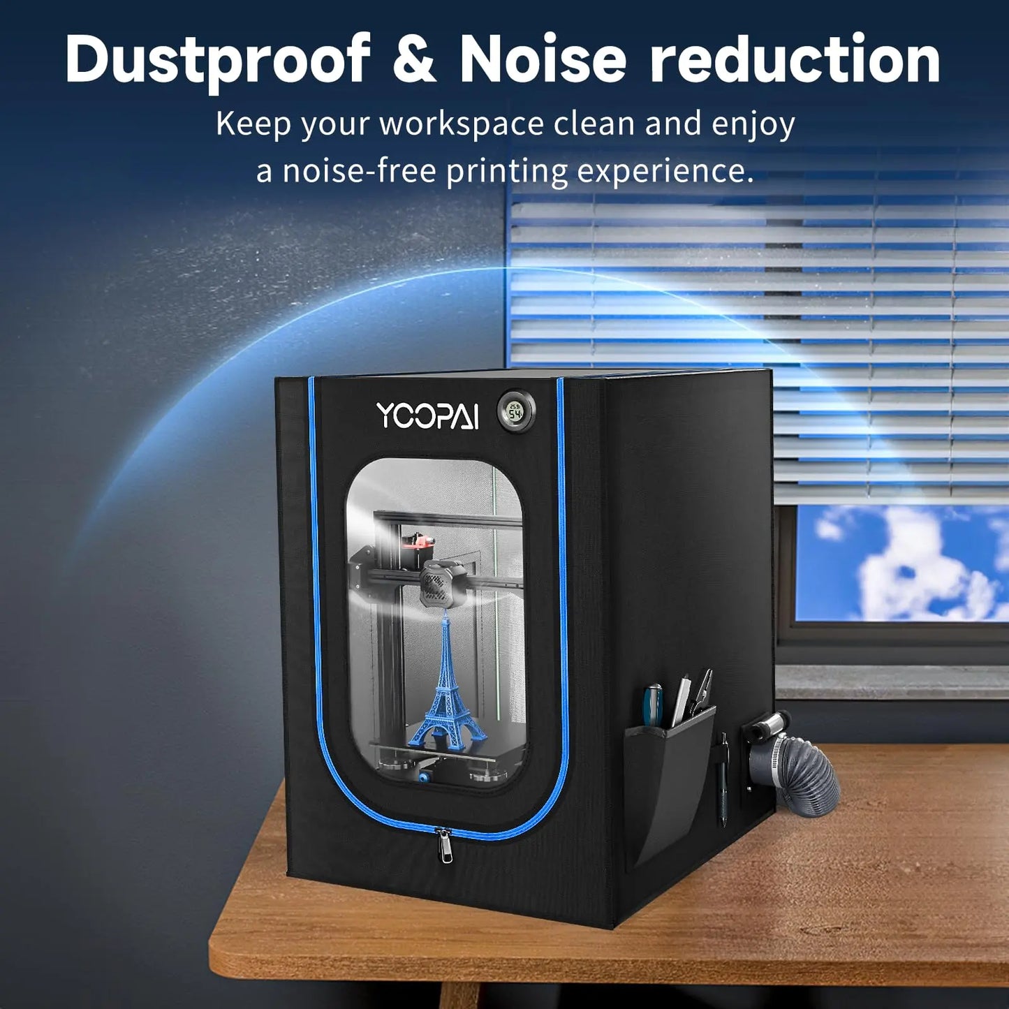 3D Printer Enclosure with LED Lighting, Fireproof Dustproof Tent Constant Temperature Protective i3dyou