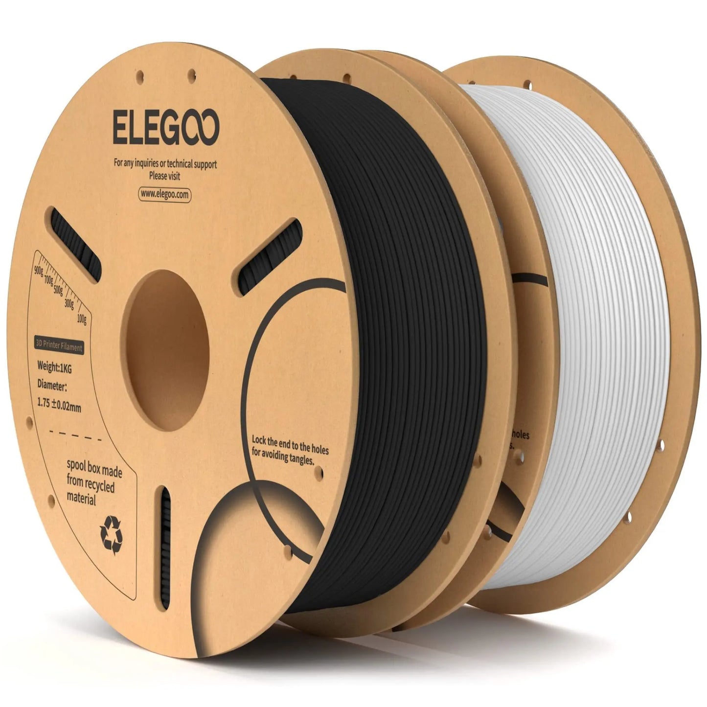ELEGOO PLA Filament 1.75mm Black 2KG, 3D Printer Filament Dimensional Accuracy +/- 0.02mm, 2 Pack 1kg Cardboard Spool(2.2lbs) 3D Printing Filament Fits for Most FDM 3D Printers i3dyou