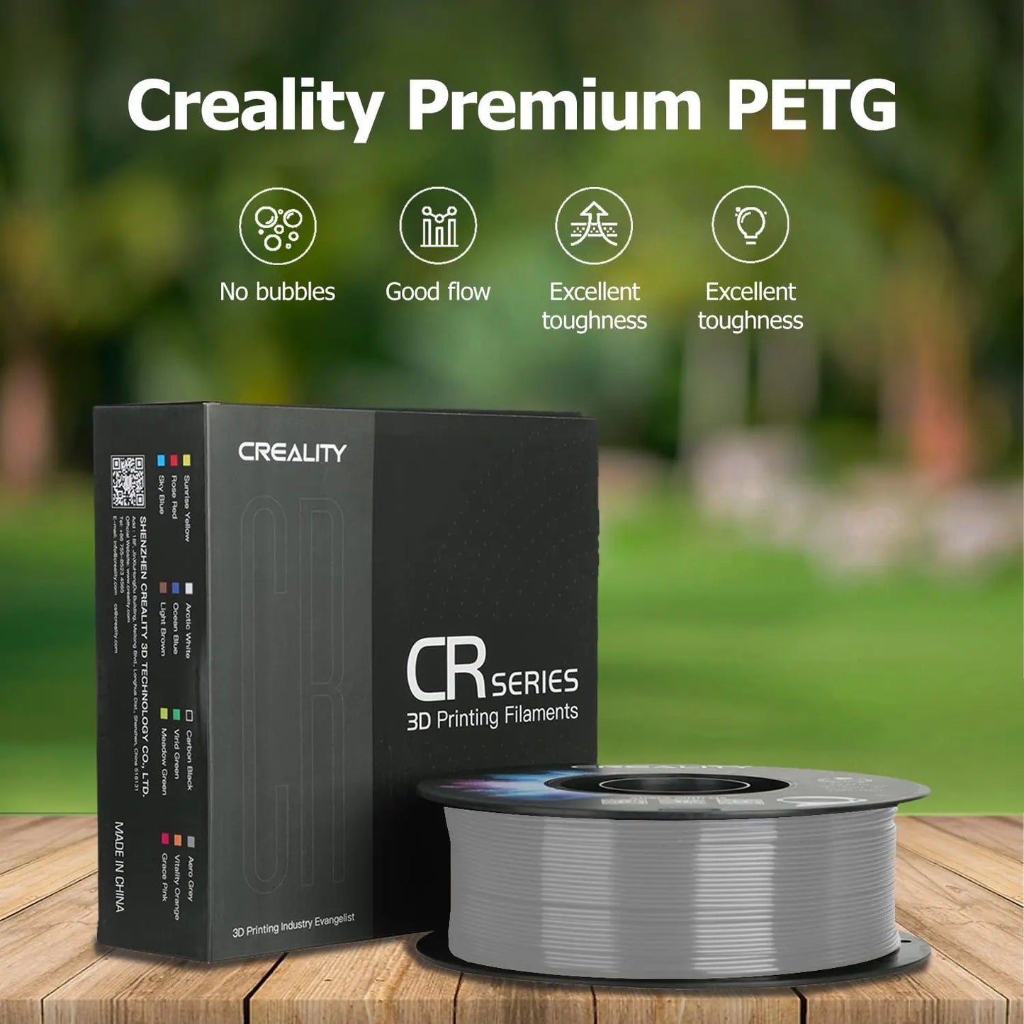Official CR PETG 3D Printer Filament 1.75mm 1KG (2.2lbs), High Precision Strong Toughness, Odorless Better Flow Moistureproof 3D Printing Ender Filament (Black) i3dyou