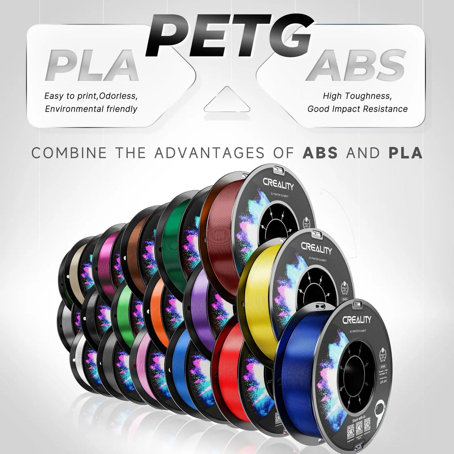 Official CR PETG 3D Printer Filament 1.75mm 1KG (2.2lbs), High Precision Strong Toughness, Odorless Better Flow Moistureproof 3D Printing Ender Filament (Black) i3dyou
