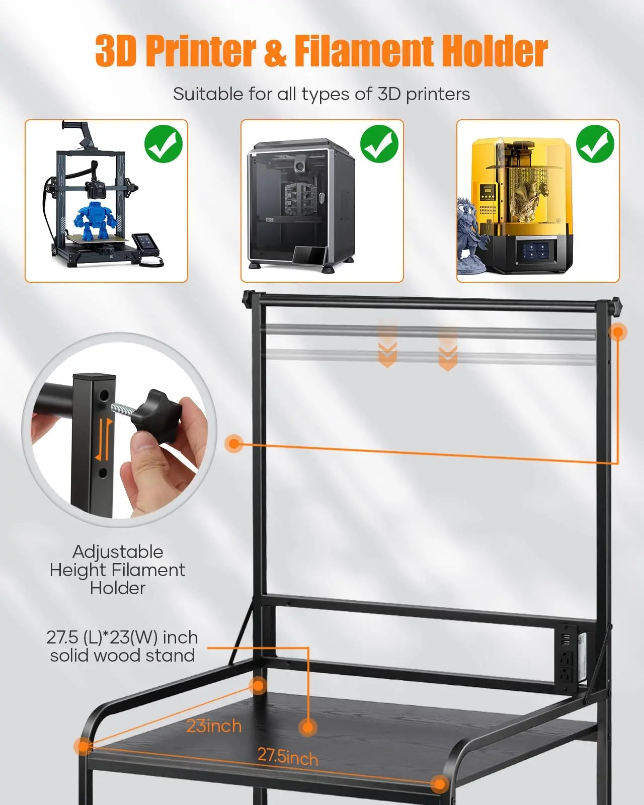 3D Printer Rack Filaments Storage - Rolling 3d Printing Stand Filament Organizer, Spools Holder Racks Cart with Wheels, Heavy Duty Shelf Hold Spool PLA, ABS, PETG for Garage Office Workshop i3dyou