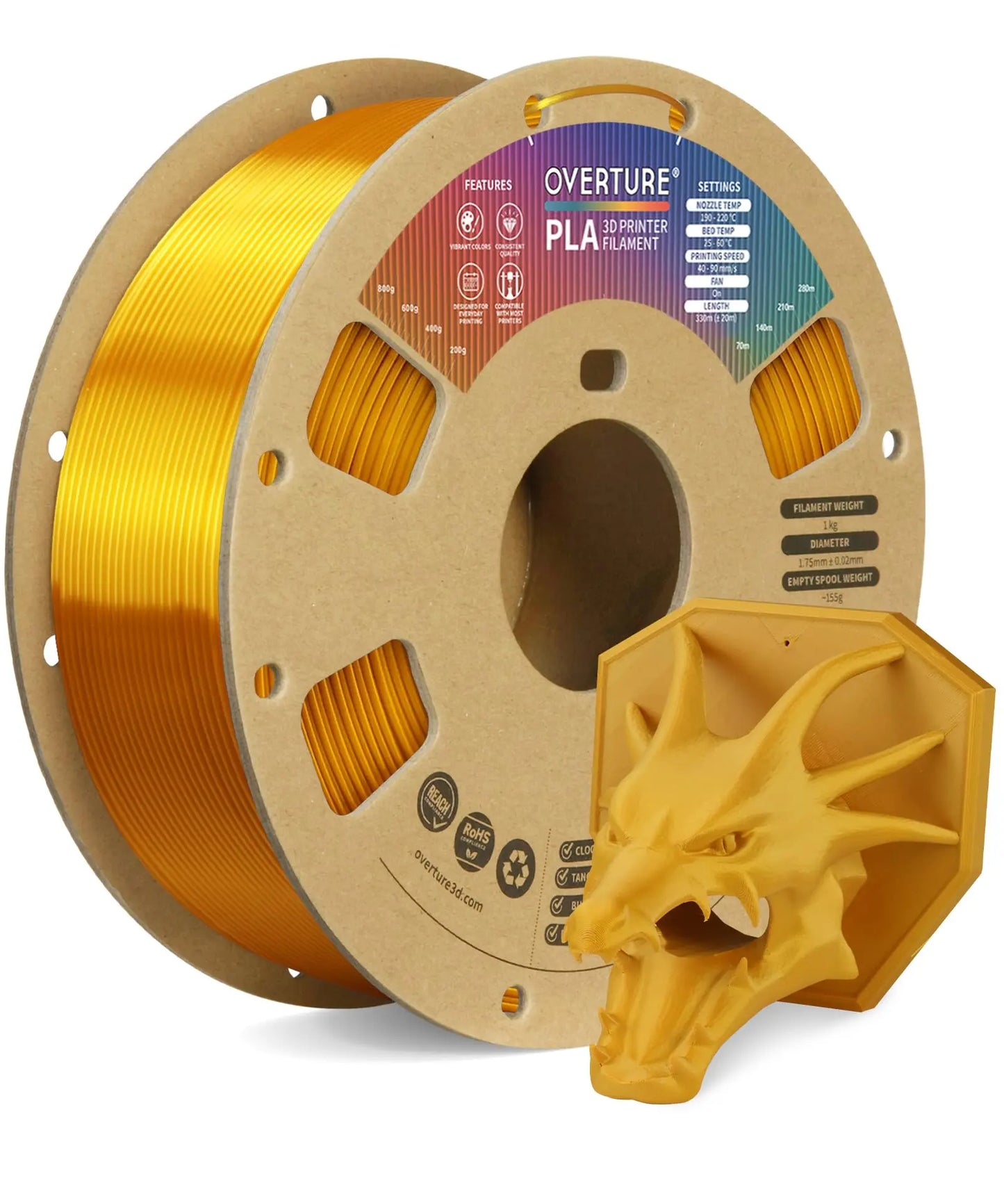 OVERTURE PLA Filament 1.75mm PLA 3D Printer Filament, 1kg Cardboard Spool (2.2lbs), Dimensional Accuracy +/- 0.02mm, Fit Most FDM Printer (Black 1-Pack) i3dyou