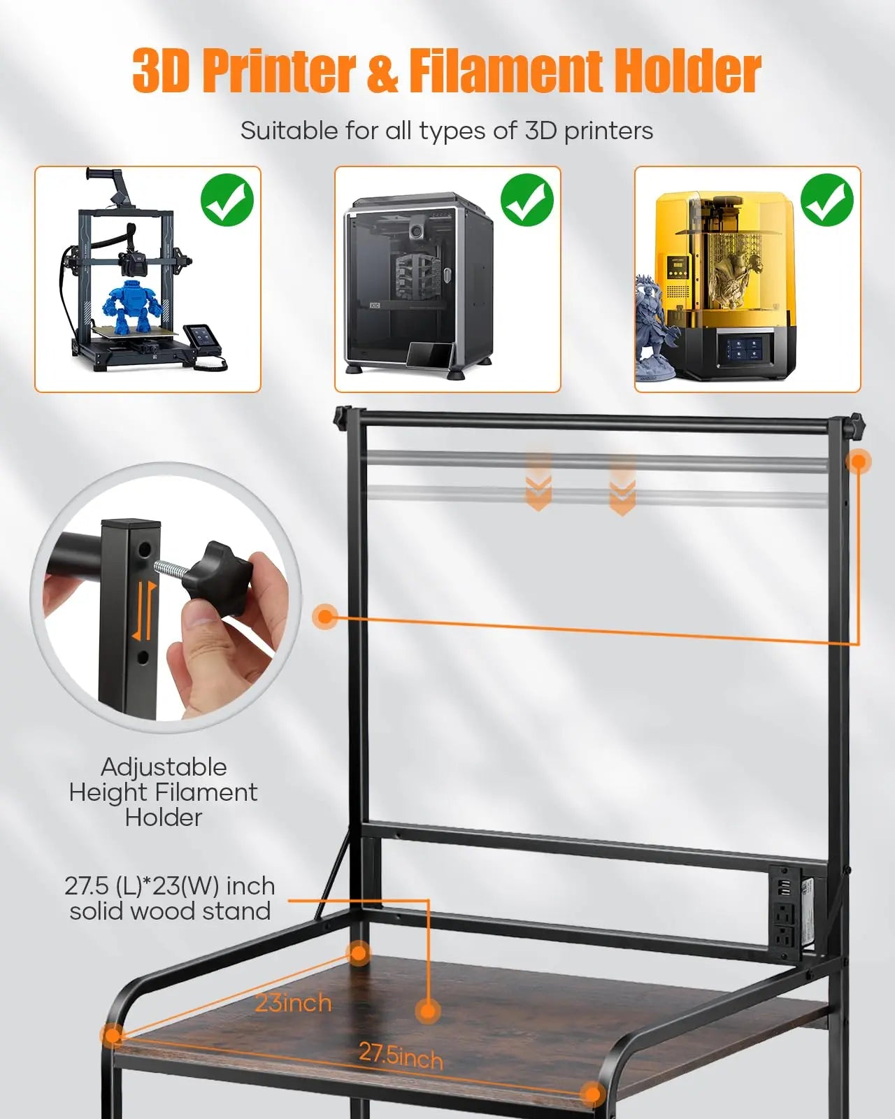 3D Printer Rack Filaments Storage - Rolling 3d Printing Stand Filament Organizer, Spools Holder Racks Cart with Wheels, Heavy Duty Shelf Hold Spool PLA, ABS, PETG for Garage Office Workshop i3dyou
