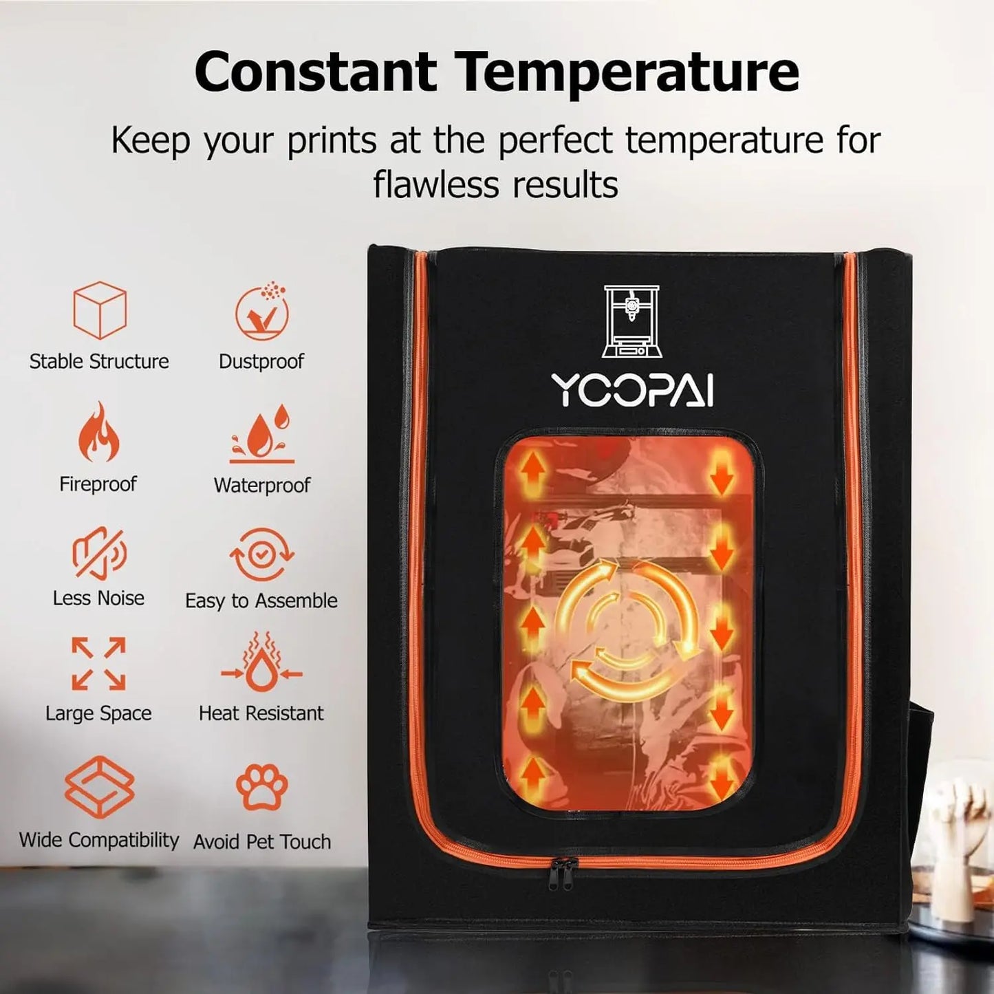 3D Printer Enclosure with LED Lighting, Fireproof Dustproof Tent Constant Temperature Protective i3dyou