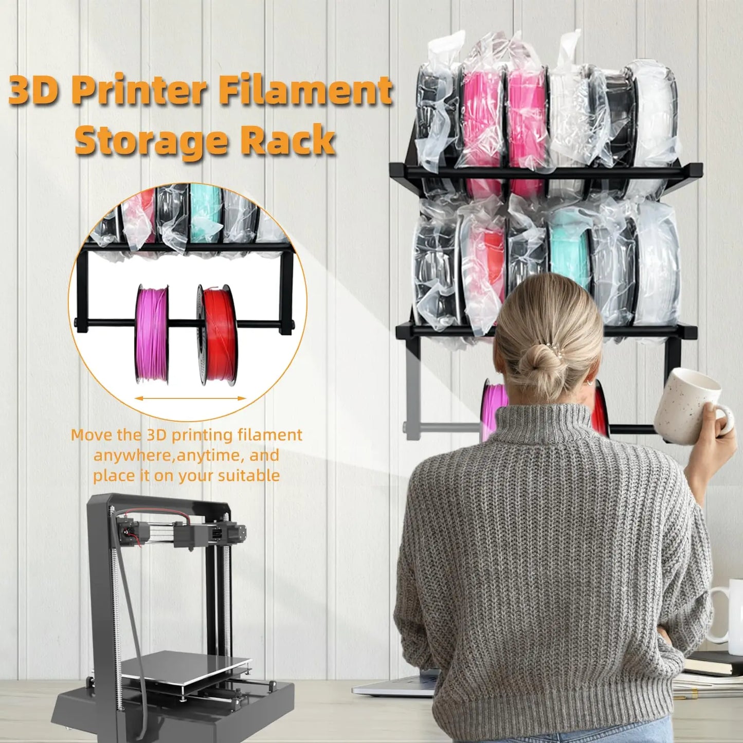 3D Printer Filament Storage Rack,Wall Mount 3D Printer Filament Storage Rack,3D Filament Storage i3dyou