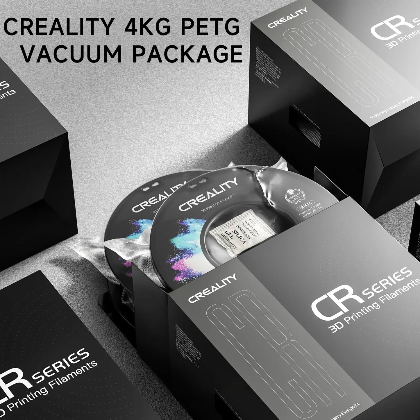 Official CR PETG 3D Printer Filament 1.75mm 1KG (2.2lbs), High Precision Strong Toughness, Odorless Better Flow Moistureproof 3D Printing Ender Filament (Black) i3dyou