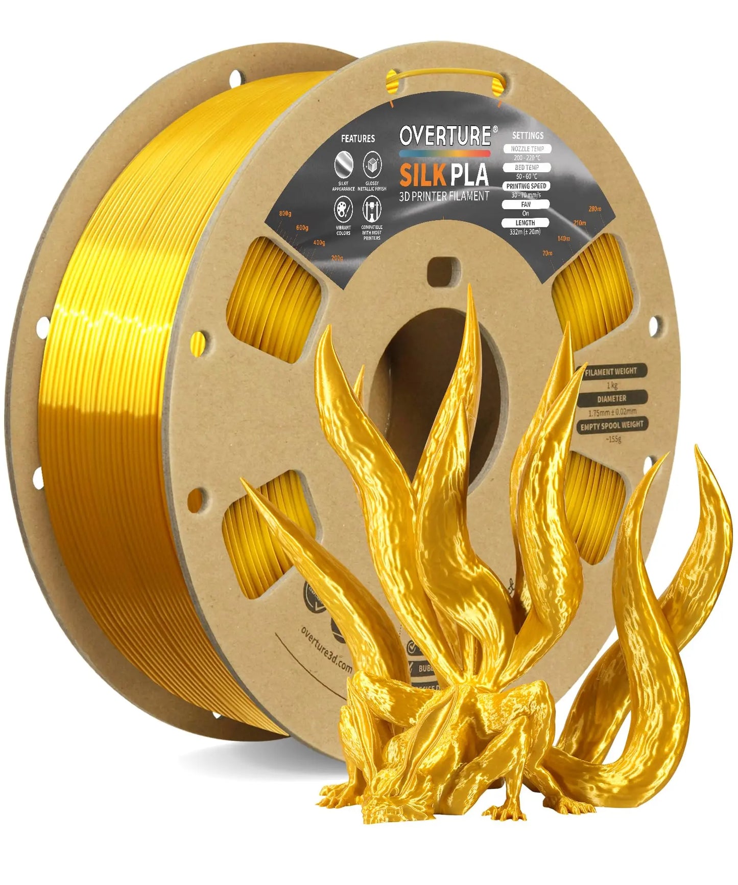 OVERTURE PLA Filament 1.75mm PLA 3D Printer Filament, 1kg Cardboard Spool (2.2lbs), Dimensional Accuracy +/- 0.02mm, Fit Most FDM Printer (Black 1-Pack) i3dyou