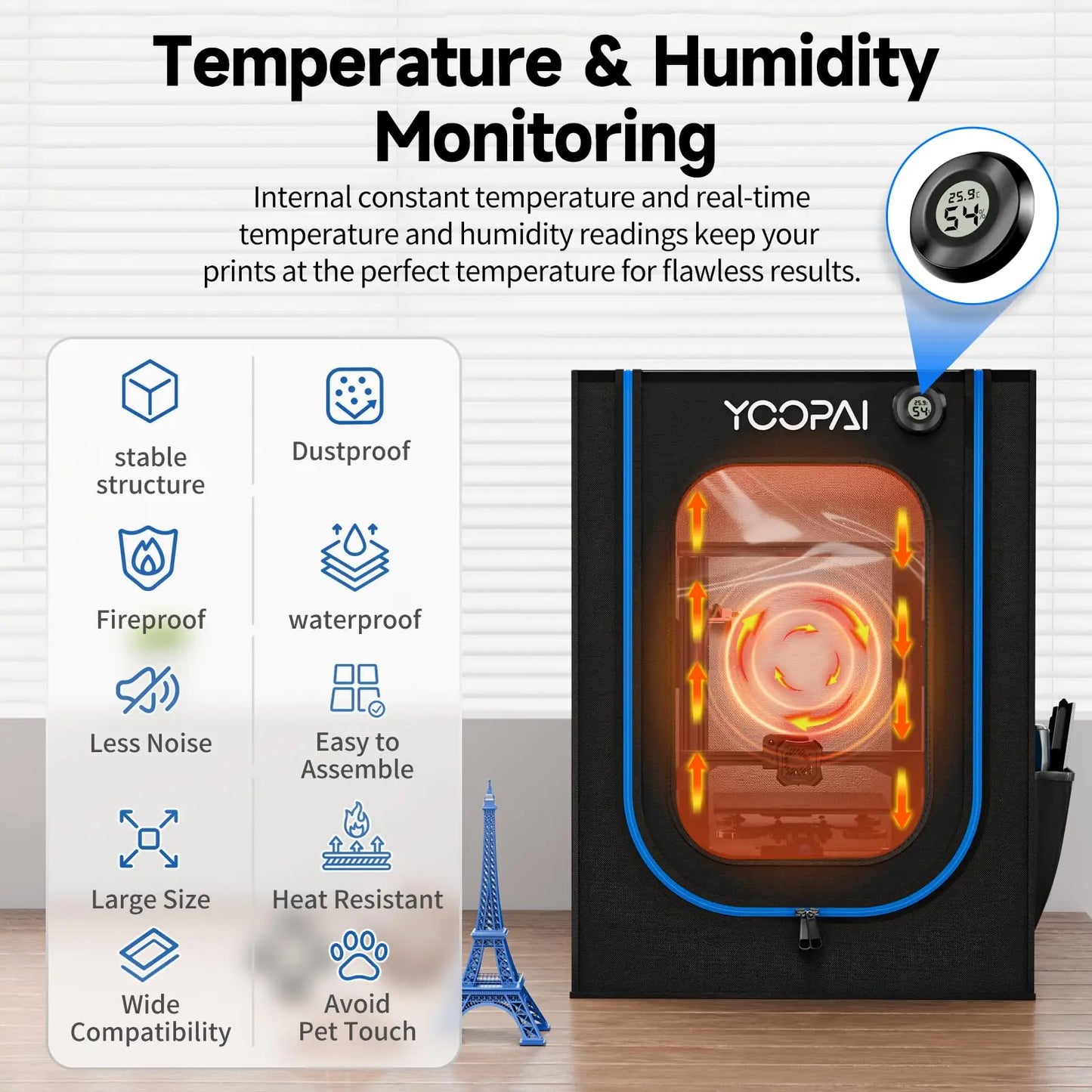 3D Printer Enclosure with LED Lighting, Fireproof Dustproof Tent Constant Temperature Protective i3dyou