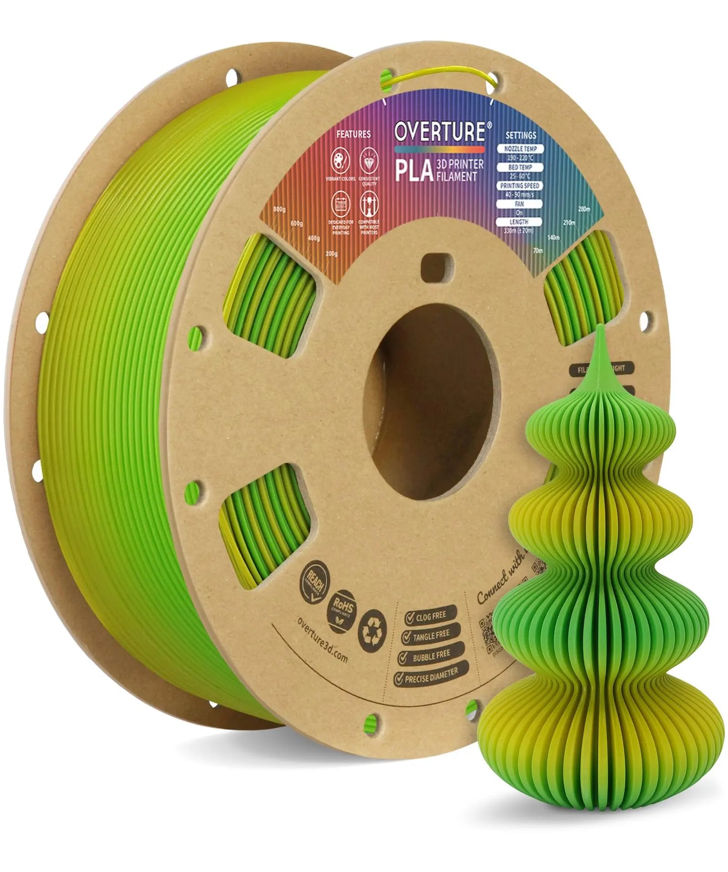 OVERTURE PLA Filament 1.75mm PLA 3D Printer Filament, 1kg Cardboard Spool (2.2lbs), Dimensional Accuracy +/- 0.02mm, Fit Most FDM Printer (Black 1-Pack) i3dyou