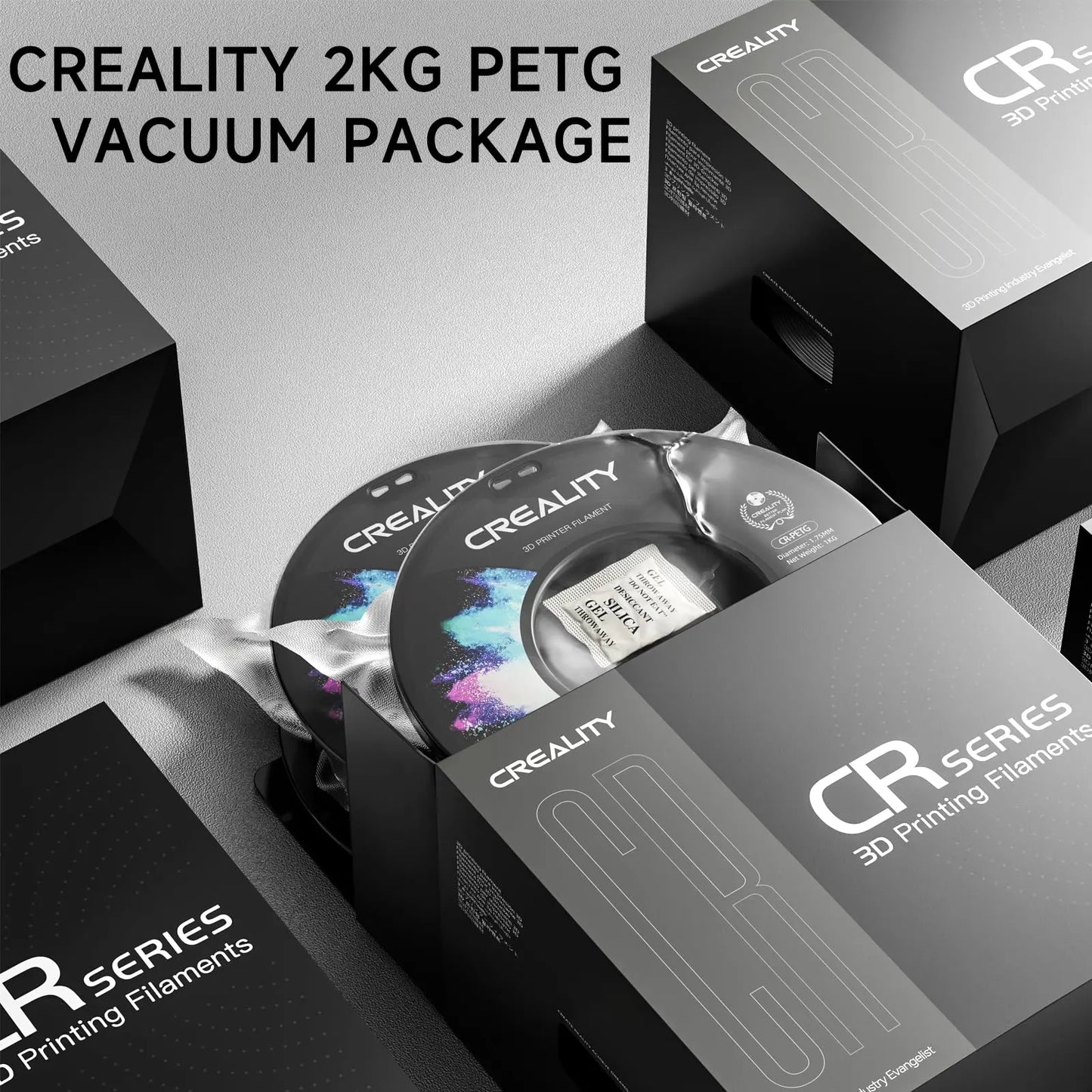 Official CR PETG 3D Printer Filament 1.75mm 1KG (2.2lbs), High Precision Strong Toughness, Odorless Better Flow Moistureproof 3D Printing Ender Filament (Black) i3dyou