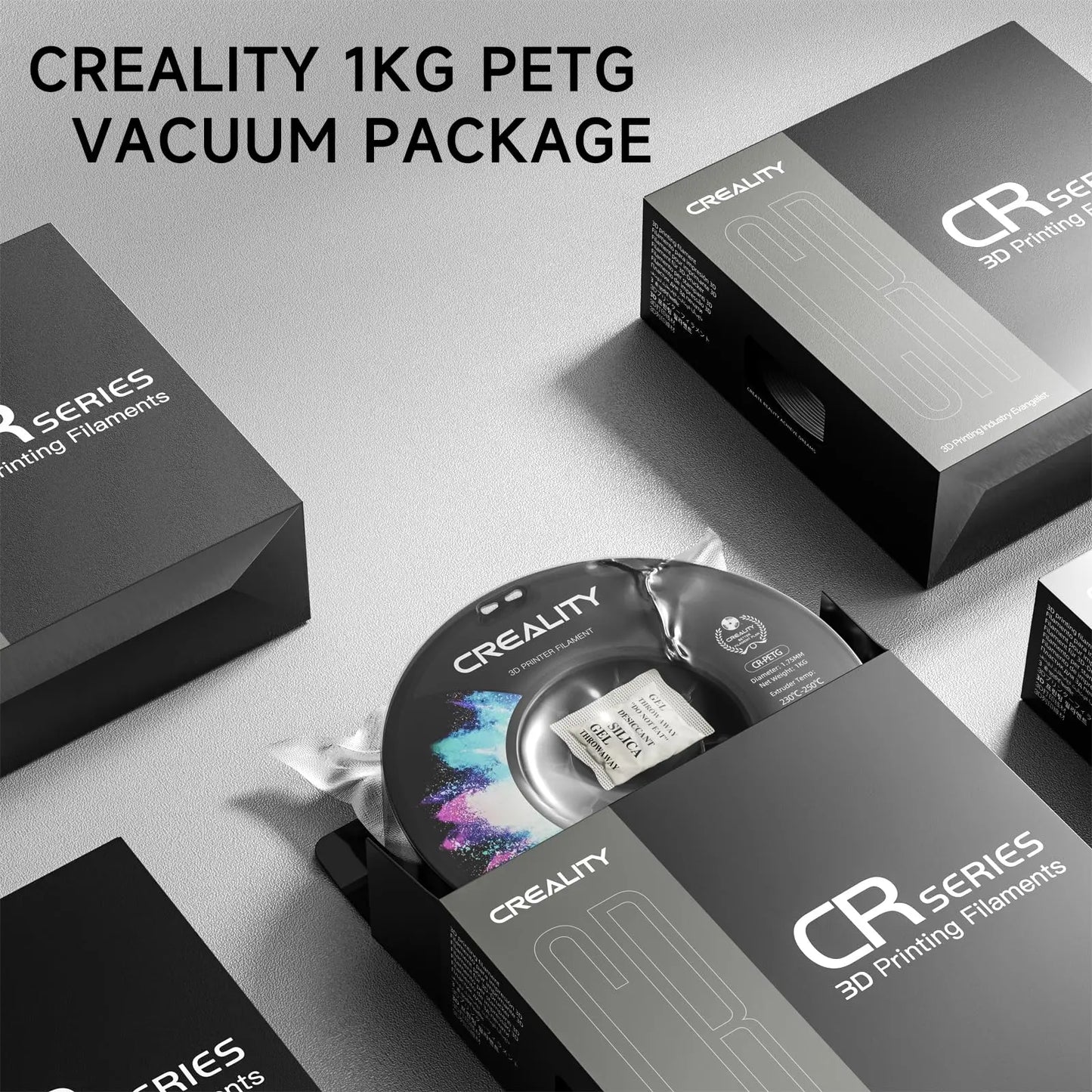 Official CR PETG 3D Printer Filament 1.75mm 1KG (2.2lbs), High Precision Strong Toughness, Odorless Better Flow Moistureproof 3D Printing Ender Filament (Black) i3dyou