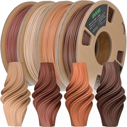 OVV3D 3D Printer Filament, PLA Filament 1.75mm Bundle, Dual Color Filament, Coextrusion 3D Filament, Silk PLA, 3D Printing Filament +/-0.02mm, 200g X 4 Spool i3dyou