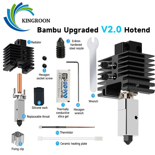 Bambu Lab P1P Hotend Bi Metal Throat Lab x1 Hotend Bi Nozzle P1P Thermistor Hardened Steel Nozzle For Bambu Hotend - i3dyou