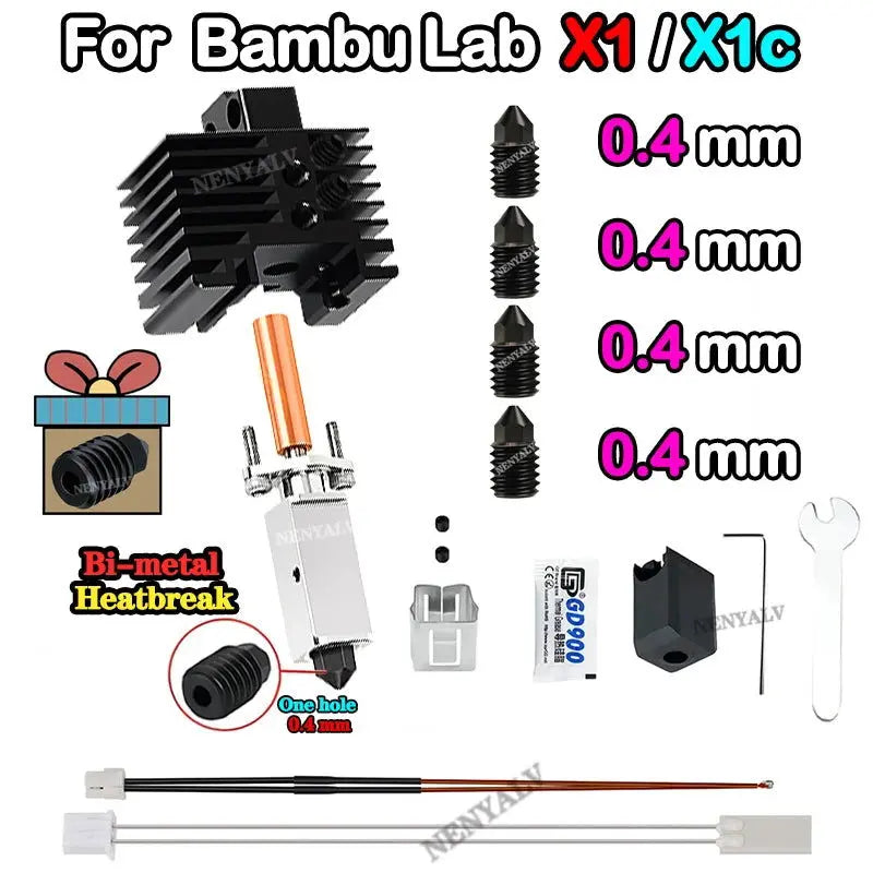 Bambu Lab X1 Hot end Upgrade 2.0 Version nozzle Bambu lab Bi Metal Fit Bambu lab p1p P1S hotend P1S P1P Thermistor - i3dyou