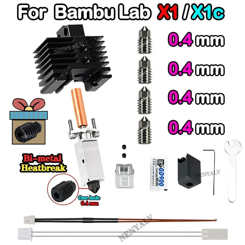 Bambu Lab X1 Hot end Upgrade 2.0 Version nozzle Bambu lab Bi Metal Fit Bambu lab p1p P1S hotend P1S P1P Thermistor - i3dyou