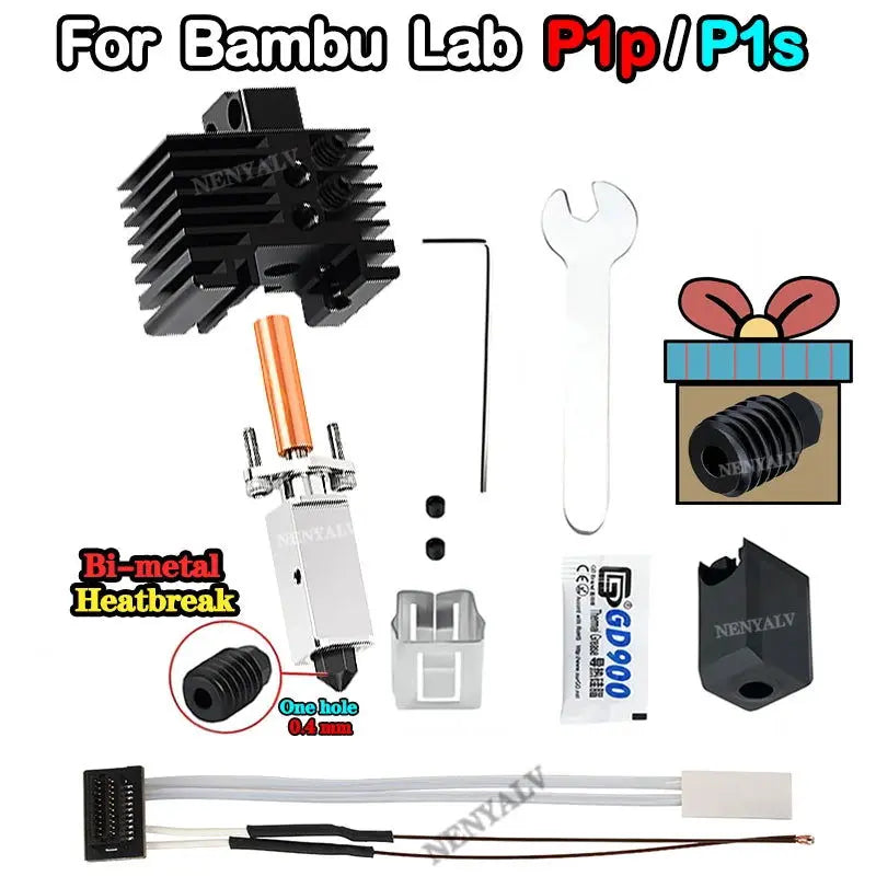 Bambu Lab X1 Hot end Upgrade 2.0 Version nozzle Bambu lab Bi Metal Fit Bambu lab p1p P1S hotend P1S P1P Thermistor - i3dyou