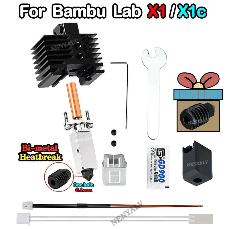 Bambu Lab X1 Hot end Upgrade 2.0 Version nozzle Bambu lab Bi Metal Fit Bambu lab p1p P1S hotend P1S P1P Thermistor - i3dyou