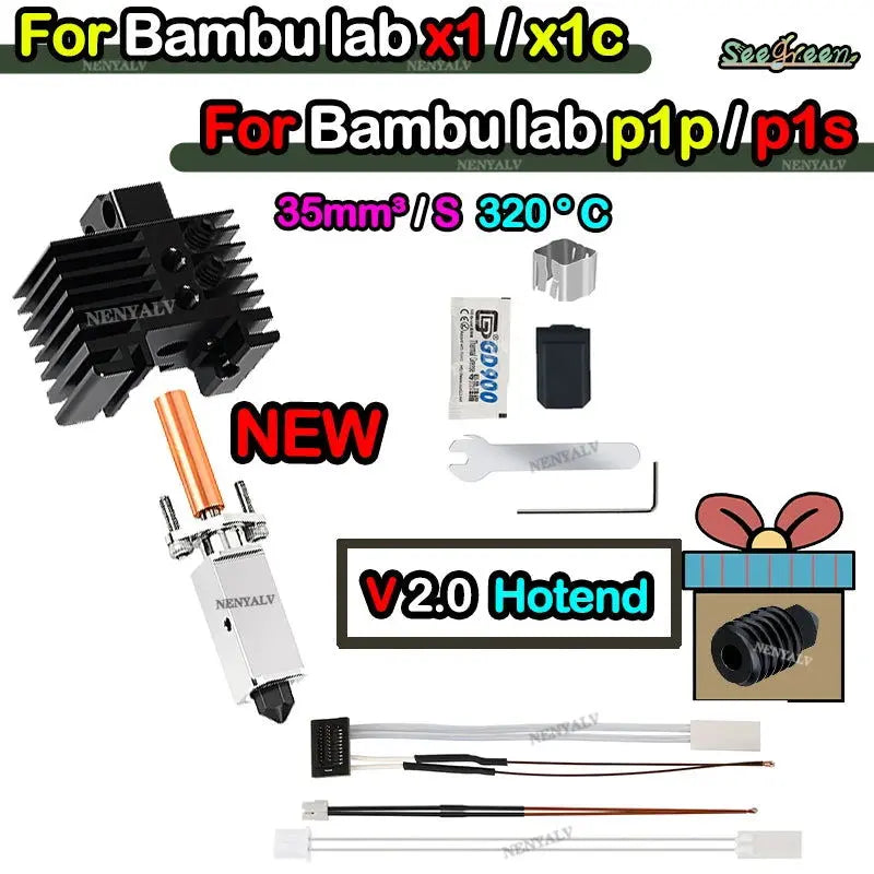 Bambu Lab X1 Hot end Upgrade 2.0 Version nozzle Bambu lab Bi Metal Fit Bambu lab p1p P1S hotend P1S P1P Thermistor - i3dyou
