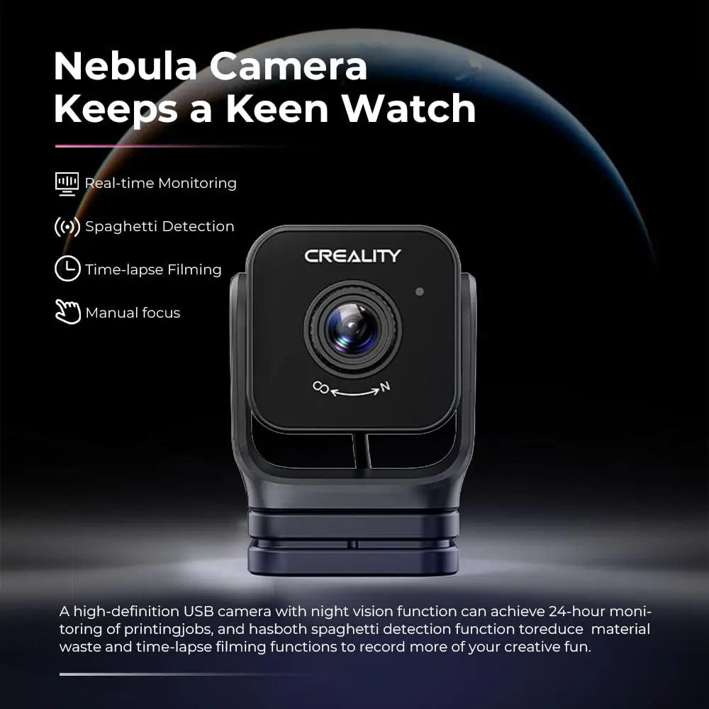 Creality Nebula Camera, 3D Printer Camera for 24H Real-Time Monitoring, Time-Lapse, Spaghetti Detection, Compatible with Sonic Pad, Nebula Pad, Ender 3 V3/Plus/KE/SE, CR-10 SE, HOLOT-MAGE/PRO - i3dyou