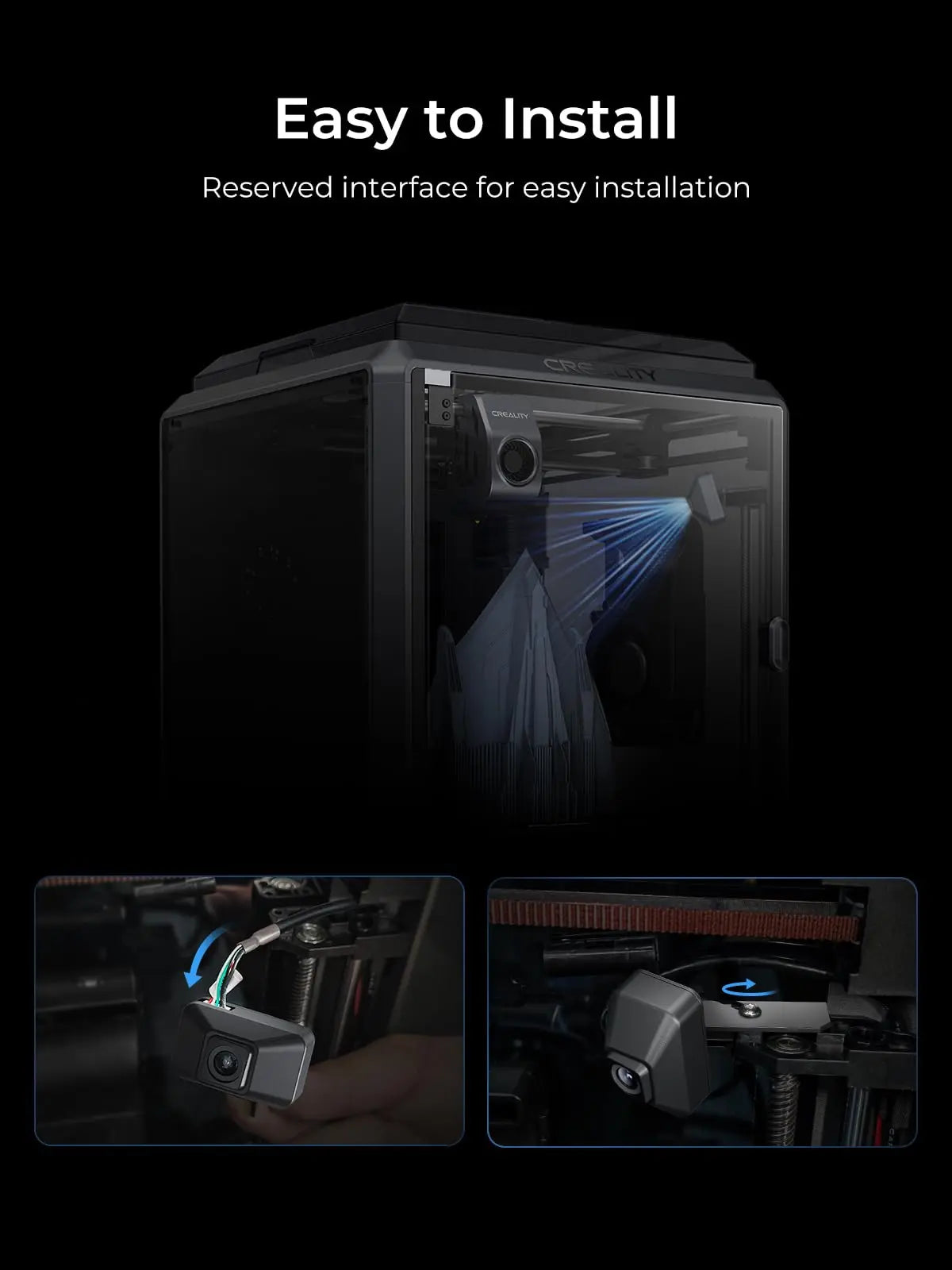 Creality Nebula Camera, 3D Printer Camera for 24H Real-Time Monitoring, Time-Lapse, Spaghetti Detection, Compatible with Sonic Pad, Nebula Pad, Ender 3 V3/Plus/KE/SE, CR-10 SE, HOLOT-MAGE/PRO - i3dyou