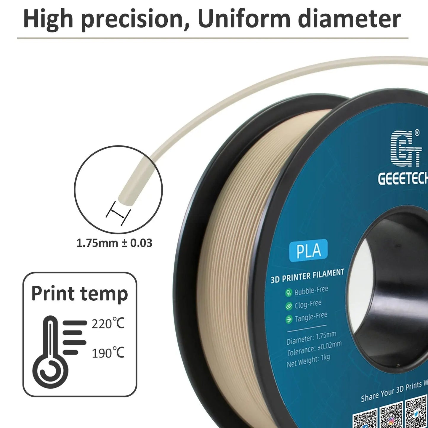 Geeetech Wood PLA 1kg 1.75mm Filament 3d Print wire Vacuum Packaging Local Warehouses Colorful Plastic for FDM 3D printer - i3dyou