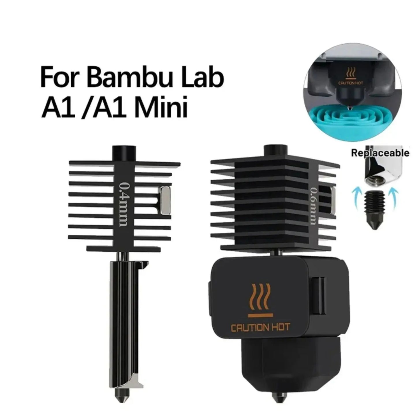 Hotend Kit For Bambu Lab A1/A1 Mini Fast Speed Hot End Assembly 0.2/0.4/0.6/0.8mm Hardened steel Nozzle 3D Printer Part - i3dyou
