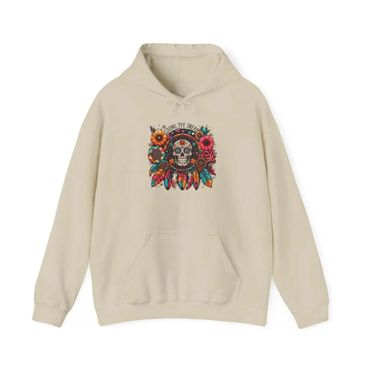 Living The Dream Hoodie, Funny Hoodie, Skeleton, Sarcastic Hoodie, Skull,Graphic Hoodie, Dreamer Sweatshirt Unisex Heavy Hooded Sweatshirt - i3dyou