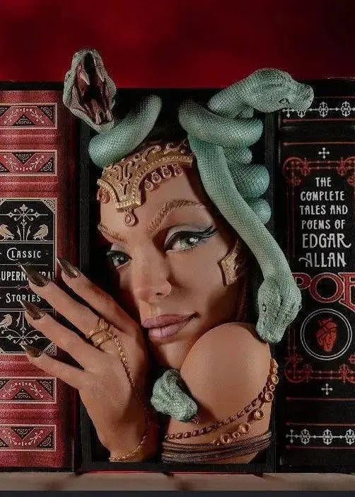 Medusa Book Nook 3d print file Discover Enchanting Fantasy Horror Magic | Perfect Gift for Book Lovers, Gothic Decor 4X6 inch (unpainted ) - i3dyou