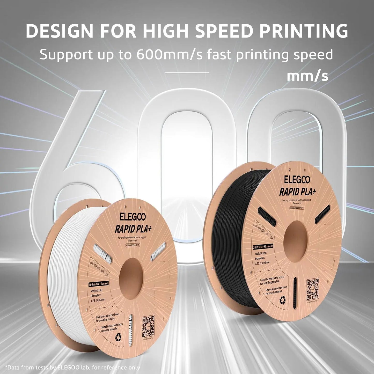 PLA Plus Filament ELEGOO Rapid 1.75mm Black & White 2KG, PLA+ 3D Printer Filament for 30-600 mm/s High Speed Printing, Dimensional Accuracy +/- 0.02 mm, 2 Pack 1kg Spool(2.2lbs) - i3dyou