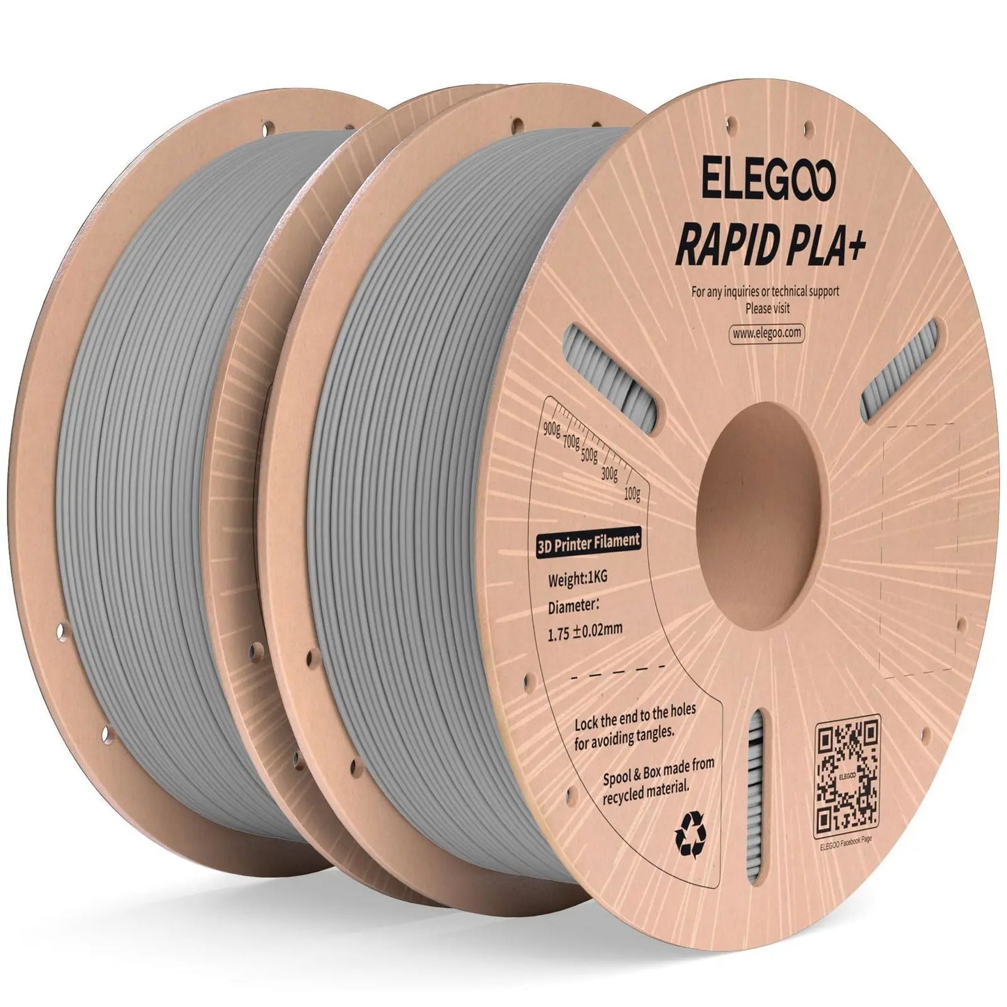 PLA Plus Filament ELEGOO Rapid 1.75mm Black & White 2KG, PLA+ 3D Printer Filament for 30-600 mm/s High Speed Printing, Dimensional Accuracy +/- 0.02 mm, 2 Pack 1kg Spool(2.2lbs) - i3dyou