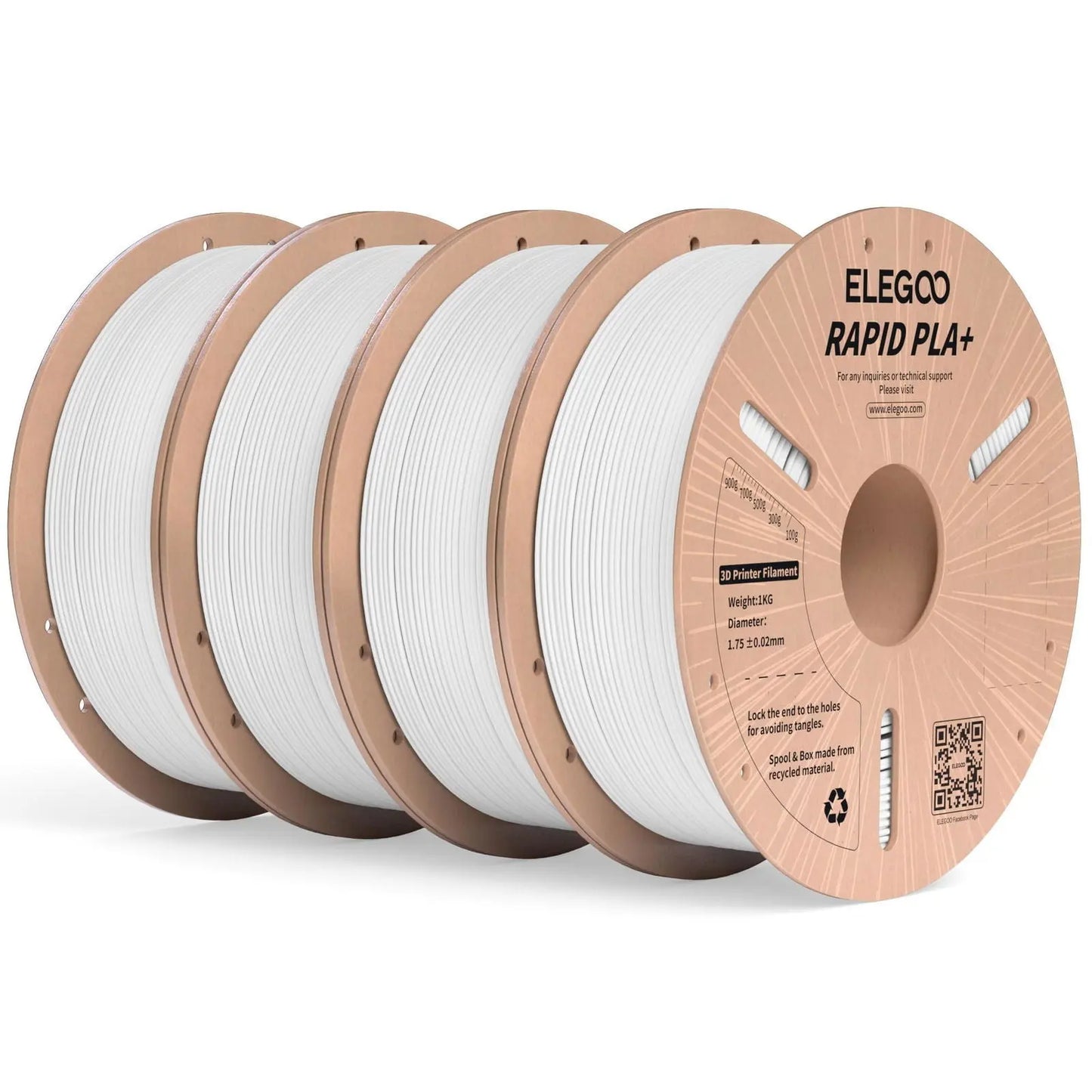 PLA Plus Filament ELEGOO Rapid 1.75mm Black & White 2KG, PLA+ 3D Printer Filament for 30-600 mm/s High Speed Printing, Dimensional Accuracy +/- 0.02 mm, 2 Pack 1kg Spool(2.2lbs) - i3dyou