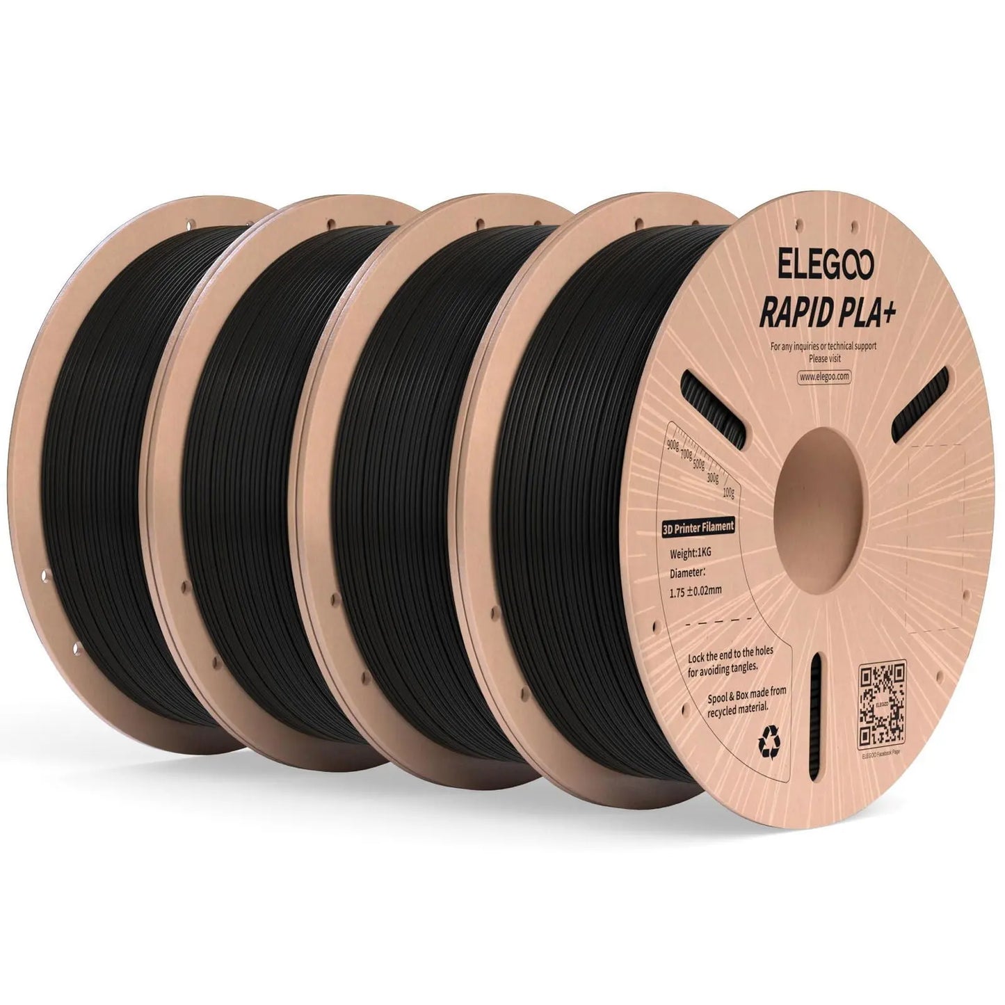 PLA Plus Filament ELEGOO Rapid 1.75mm Black & White 2KG, PLA+ 3D Printer Filament for 30-600 mm/s High Speed Printing, Dimensional Accuracy +/- 0.02 mm, 2 Pack 1kg Spool(2.2lbs) - i3dyou