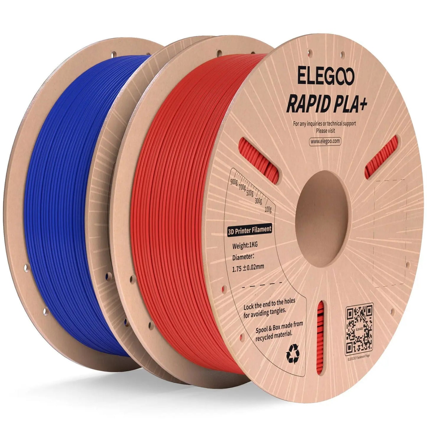 PLA Plus Filament ELEGOO Rapid 1.75mm Black & White 2KG, PLA+ 3D Printer Filament for 30-600 mm/s High Speed Printing, Dimensional Accuracy +/- 0.02 mm, 2 Pack 1kg Spool(2.2lbs) - i3dyou