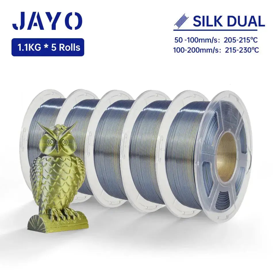 JAYO Silk PLA+ Rainbow/ PLA Rainbow 3D Printer Filament 1.75mm SILK PLA plus Dual / Triple Color 3D Filament 1.1kg 5 Rolls/set - i3dyou