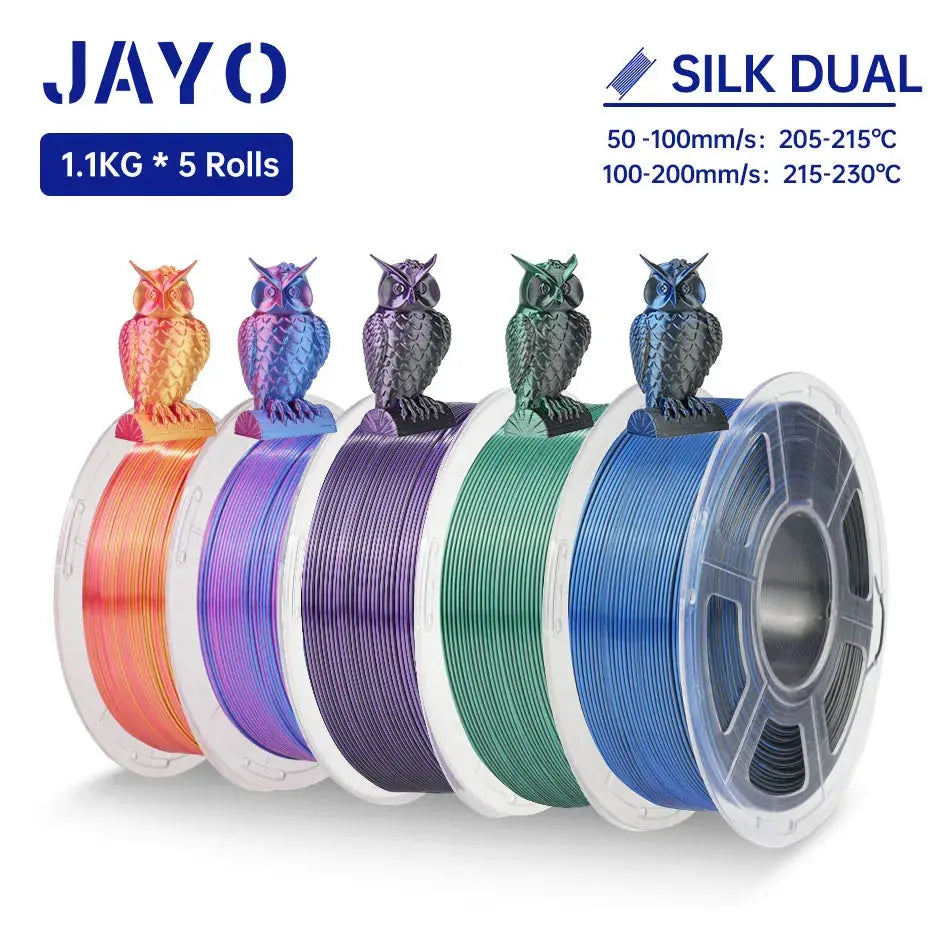 JAYO Silk PLA+ Rainbow/ PLA Rainbow 3D Printer Filament 1.75mm SILK PLA plus Dual / Triple Color 3D Filament 1.1kg 5 Rolls/set - i3dyou
