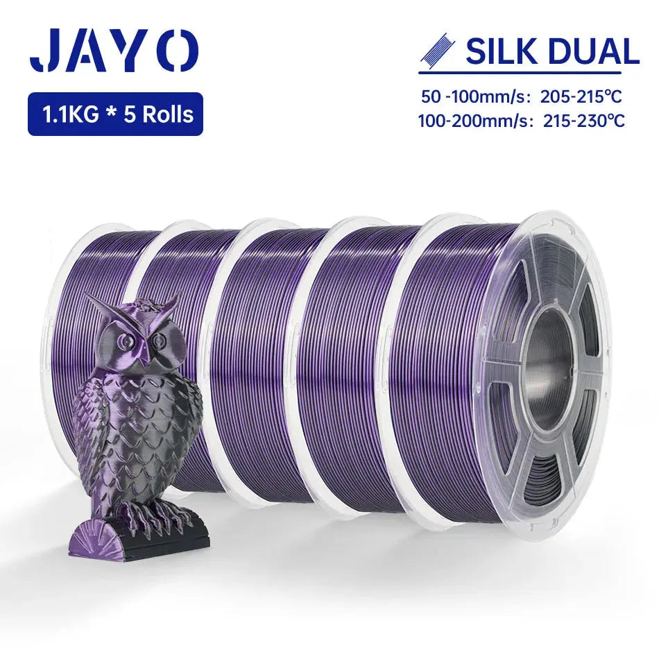 JAYO Silk PLA+ Rainbow/ PLA Rainbow 3D Printer Filament 1.75mm SILK PLA plus Dual / Triple Color 3D Filament 1.1kg 5 Rolls/set - i3dyou