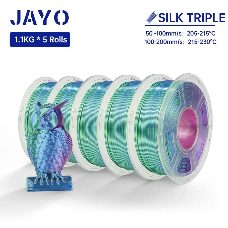 JAYO Silk PLA+ Rainbow/ PLA Rainbow 3D Printer Filament 1.75mm SILK PLA plus Dual / Triple Color 3D Filament 1.1kg 5 Rolls/set - i3dyou
