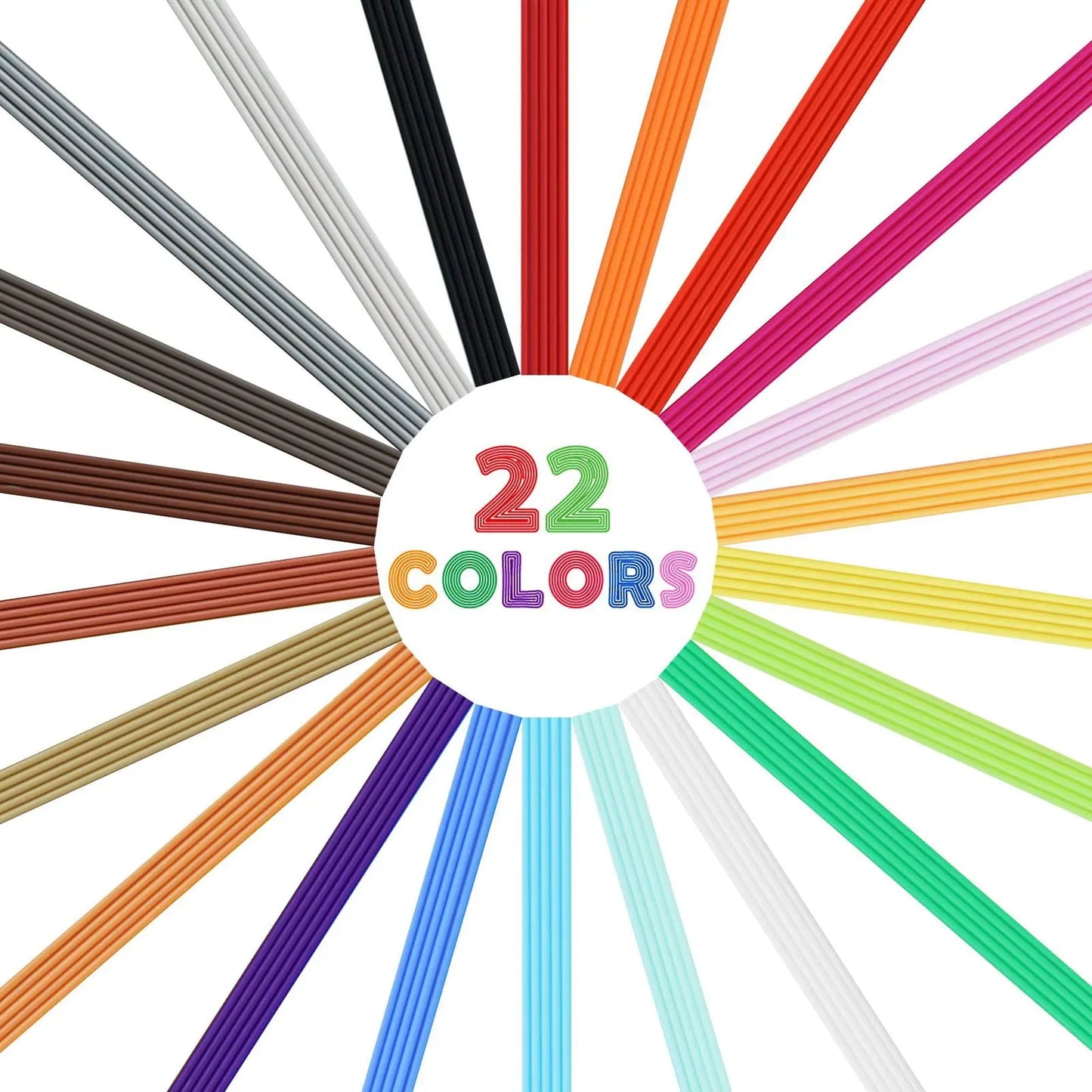 22 Colors PCL 3D Pen Filament Refill for 3Doodler Start+ 3D Pen, Low Print Temperature Filament Only Fit for 3Doodler Start 3D Pen, Each Color 15cm x 5pc, Total 110pcs 1650cm PCL Filament by MIKA3D - i3dyou