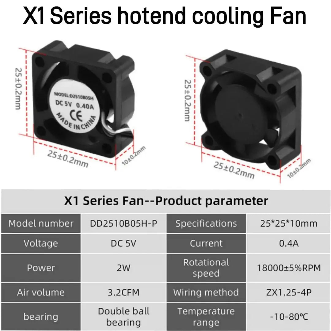 2510 Fan For Bambu Lab X1/P1 Hotend Cooling Fan  With Cable Rapid cooling Fan For Bambu X1C P1S P1P 3D Printer Accessories - i3dyou