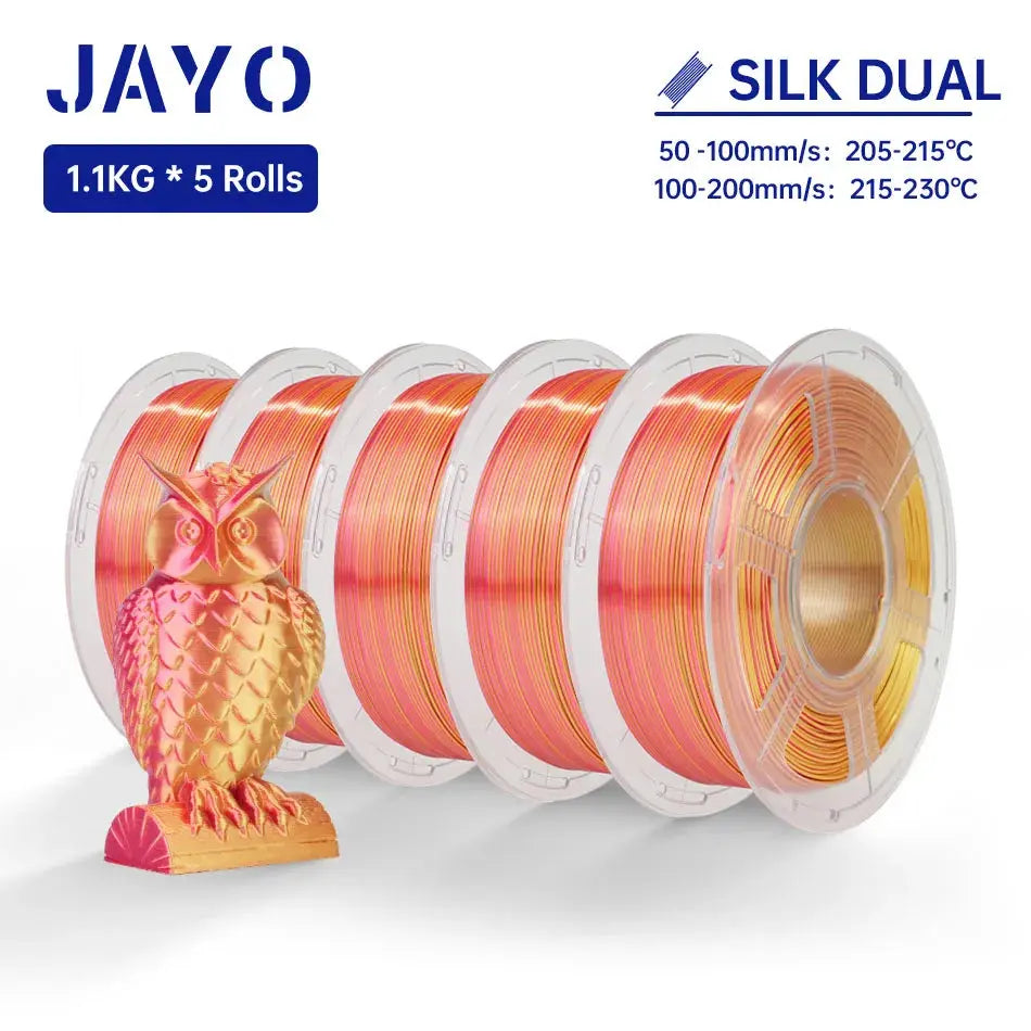 JAYO Silk PLA+ Rainbow/ PLA Rainbow 3D Printer Filament 1.75mm SILK PLA plus Dual / Triple Color 3D Filament 1.1kg 5 Rolls/set - i3dyou