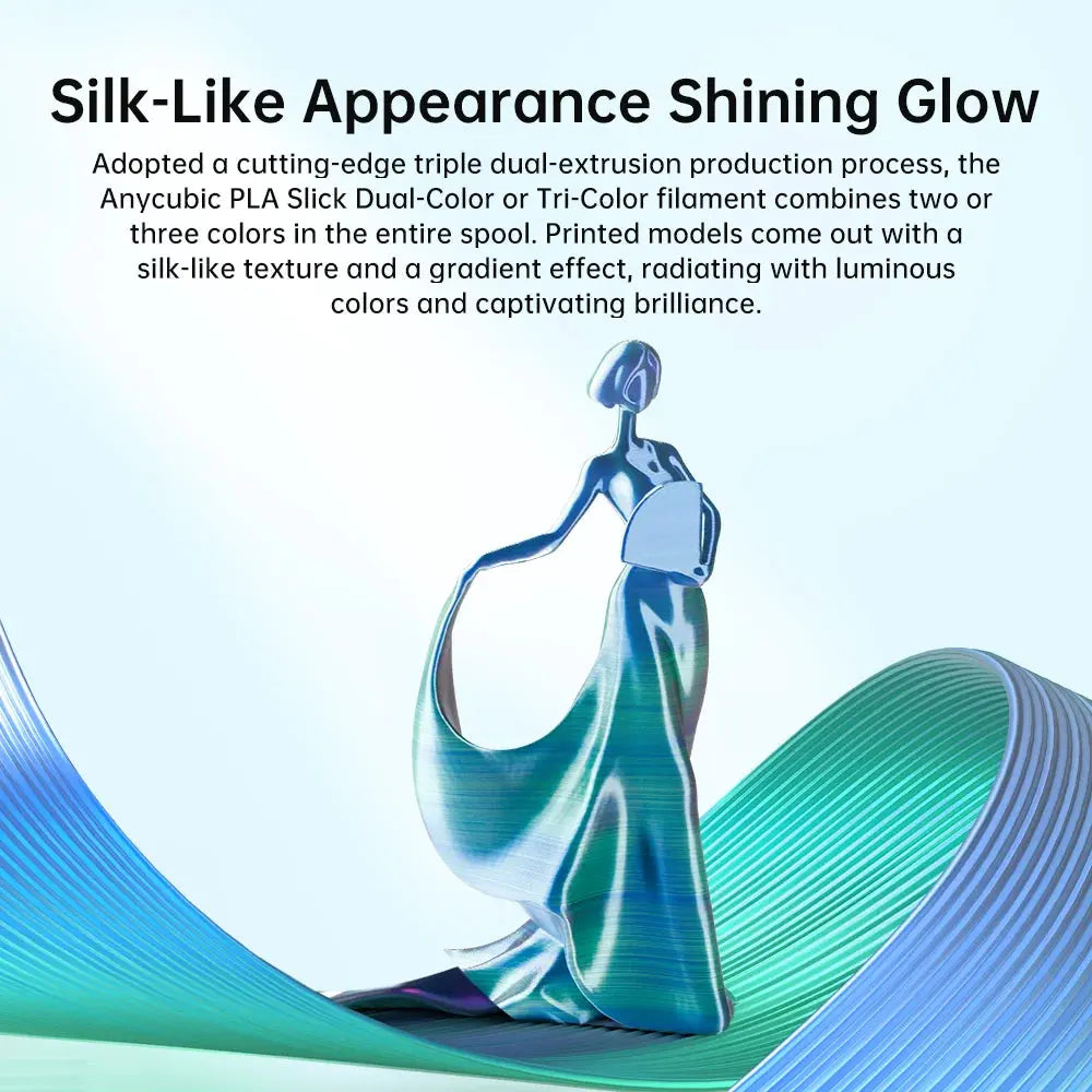 ANYCUBIC Silk PLA Dual-Color Tri-Colo 1.75mm PLA Filament 1KG For FDM 3D Printer Shine Bright Multicolor 3D Printing Material - i3dyou