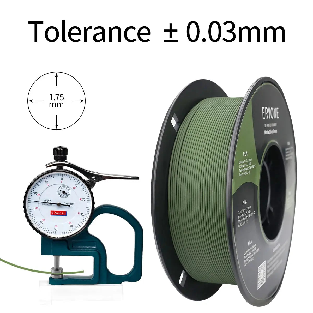 ERYONE Matte PLA Filament 1KG Spool 1.75mm 1.45 Density (g/cm3) Matte PLA Filament For FDM 3D Printer Fast Free Shipping i3dyou