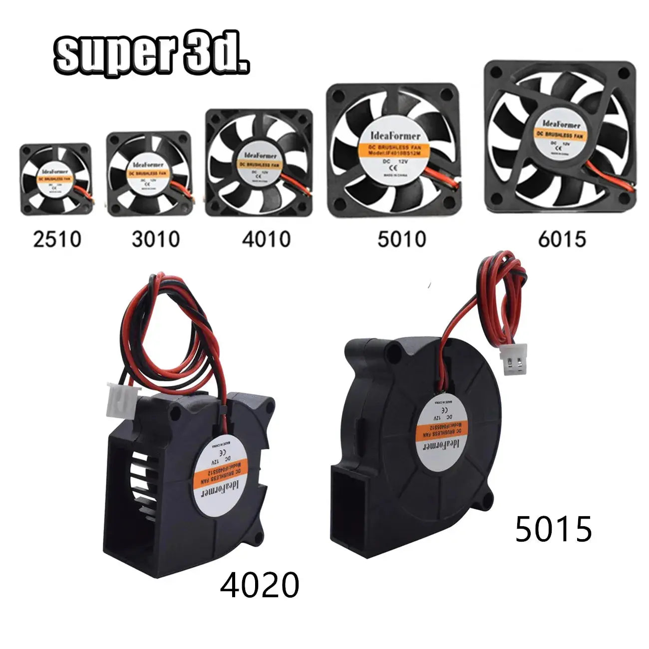 3010/4010/5015/5010/ DC Cooling Fan Centrifugal Blower Fan 5V 12V / 24V Brushless 2-Wire Cooling Fan For 3D Printer Accessories - i3dyou