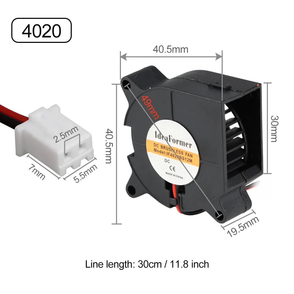 3010/4010/5015/5010/ DC Cooling Fan Centrifugal Blower Fan 5V 12V / 24V Brushless 2-Wire Cooling Fan For 3D Printer Accessories - i3dyou