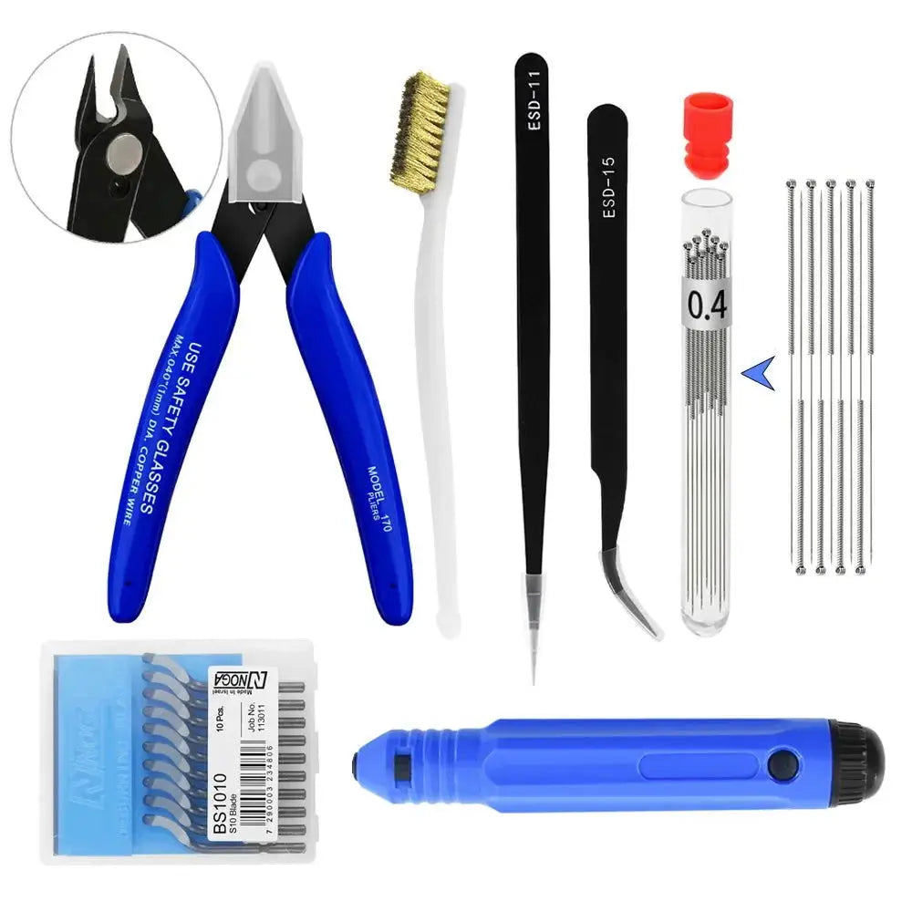 3D Printer Tool Kit Trimming Knife Scraper Cleaning Needle Tweezers Pliers Scraper Basic Deburring Tools Kit DIY 3D Printer Part - i3dyou