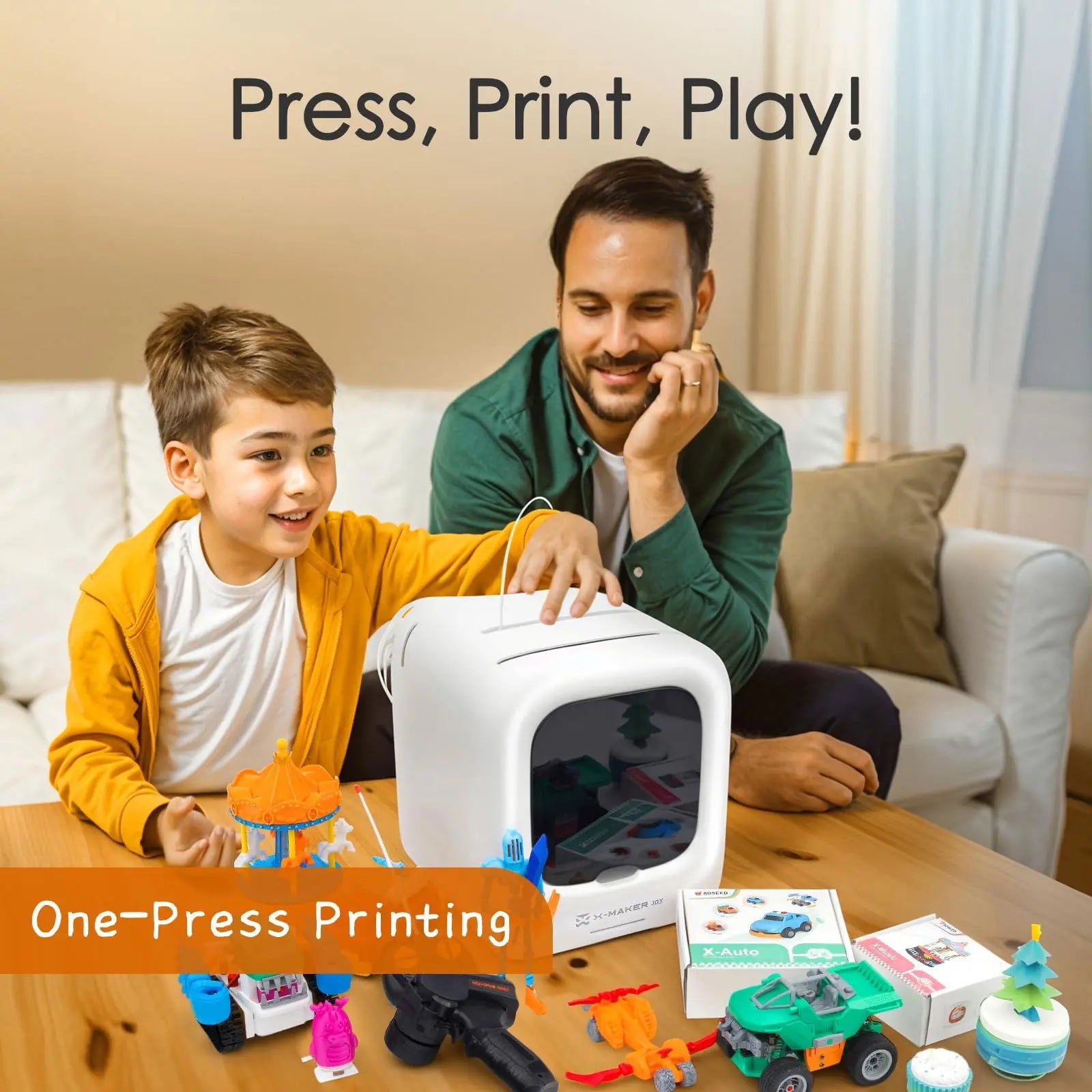 3D Printer for Kids, Beginner 3D Printer with 8 PLA Filament Set, Huge Toy Library & Modify, Wi-Fi & App Control, Create STEM Toys, High Precision 3D Printer W/ 15+ Mini 3D Design Module, X-Maker Joy - i3dyou