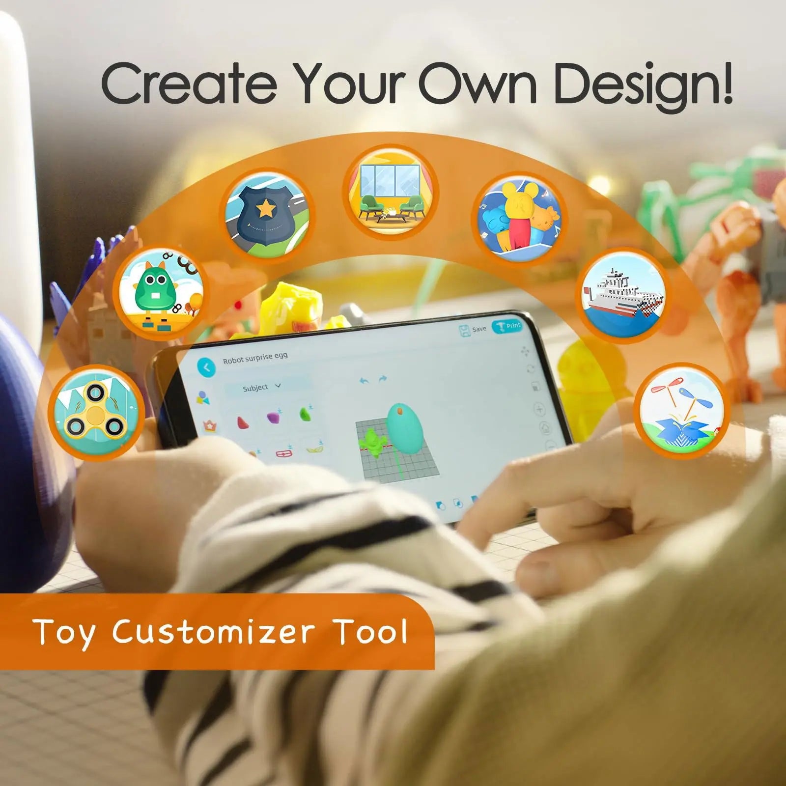3D Printer for Kids, Beginner 3D Printer with 8 PLA Filament Set, Huge Toy Library & Modify, Wi-Fi & App Control, Create STEM Toys, High Precision 3D Printer W/ 15+ Mini 3D Design Module, X-Maker Joy - i3dyou